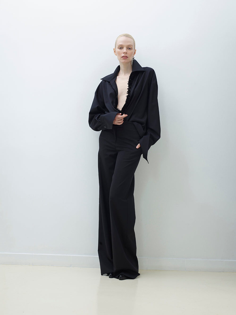 Wide-Leg Wool Pants