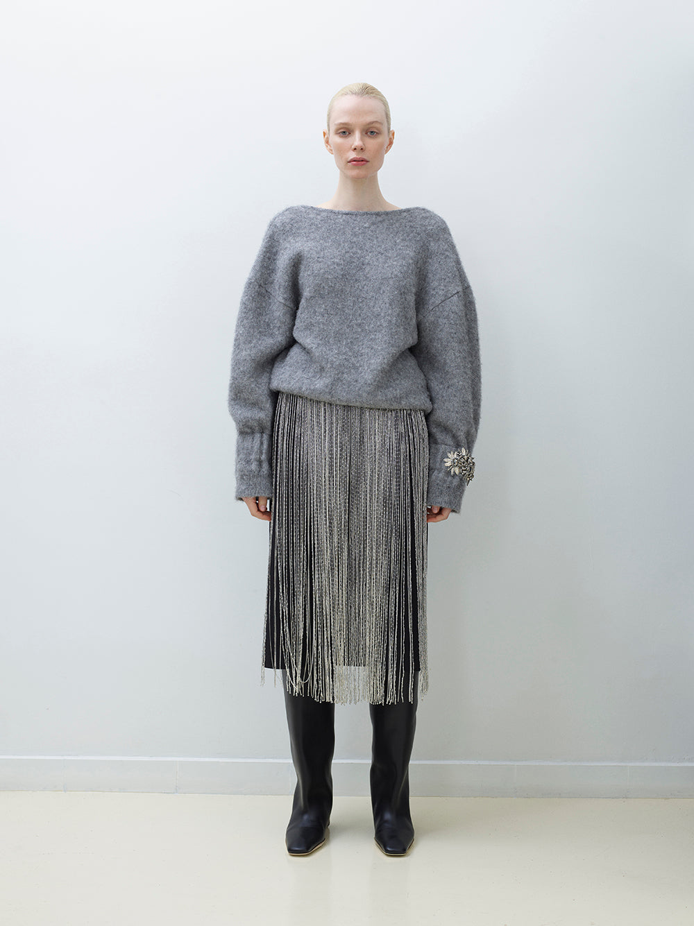 Open-Back Embellished Wool-Cashmere Knit