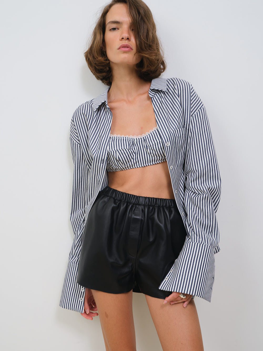 POPLIN BRALETTE WITH LACE TRIM