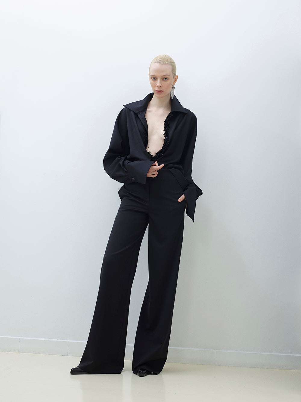 Wide-Leg Wool Pants