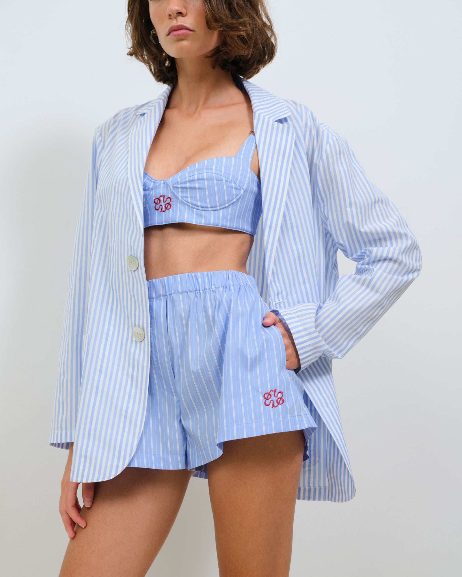 STRIPED POPLIN BRALETTE