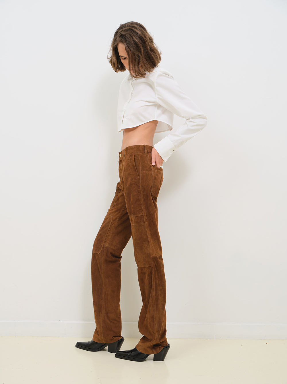SUEDE CARGO PANTS