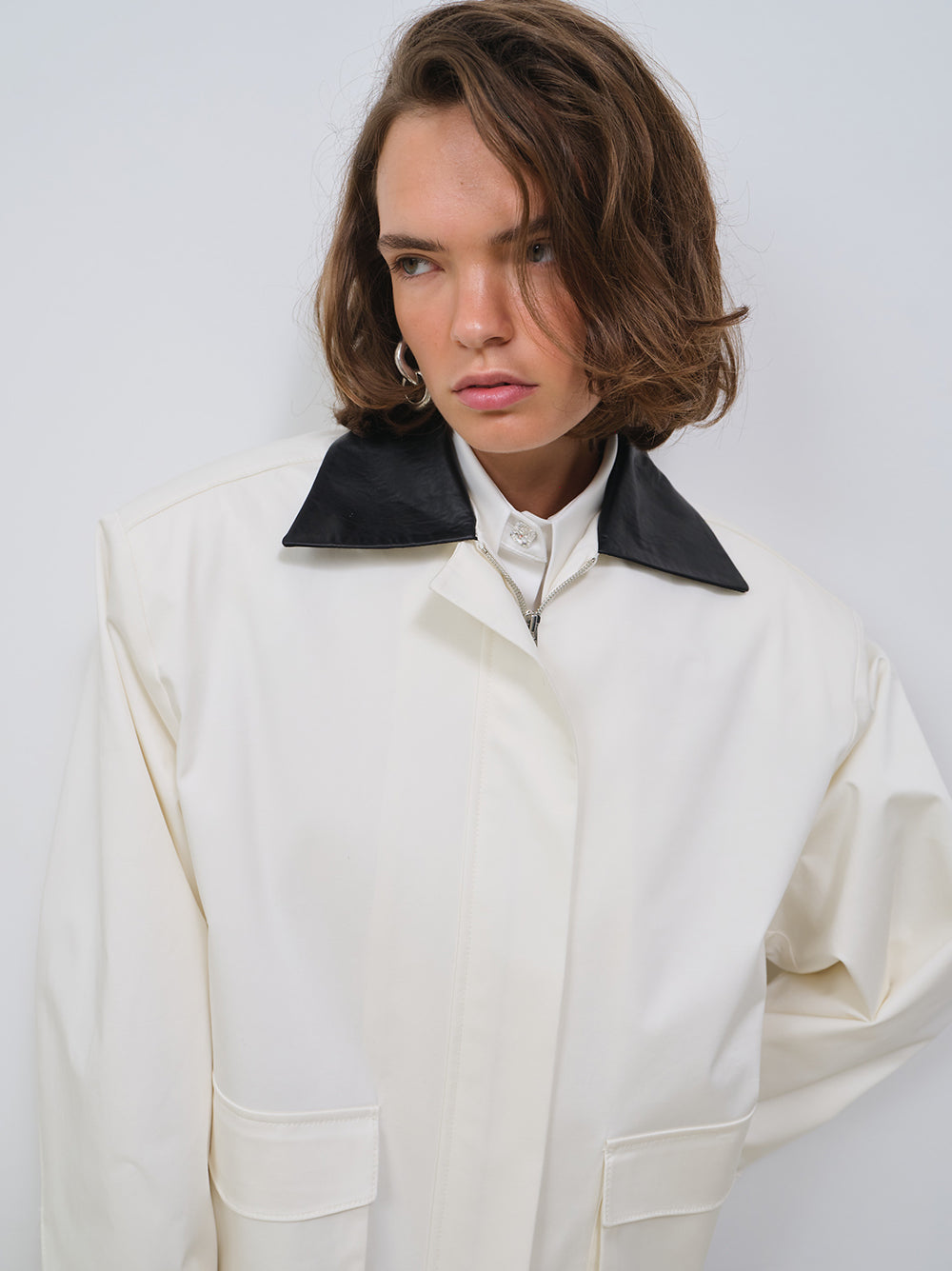 HEAVYWEIGHT COTTON WORK JACKET WITH LEATHER COLLAR