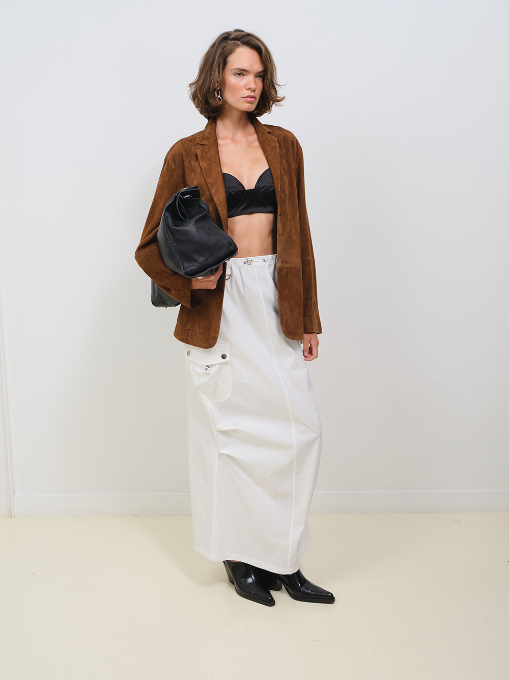 TECHNICAL POPLIN MIDI CARGO SKIRT