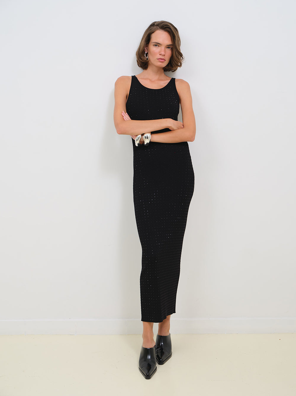 CRYSTAL EMBELLISHED KNIT DRESS